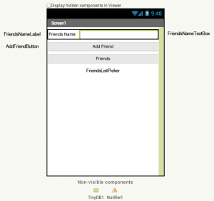 App Inventor Screen1 Design View